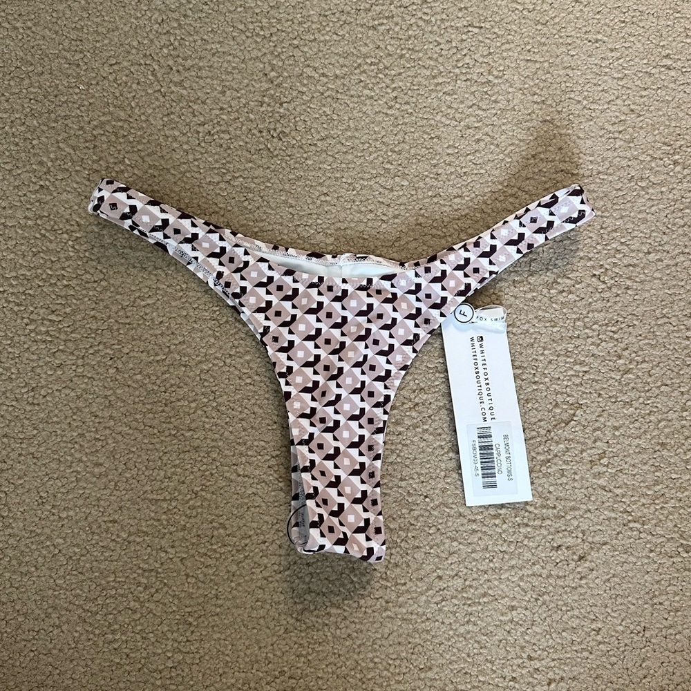 White Fox Boutique Cappuccino Geometric Bikini Bottom